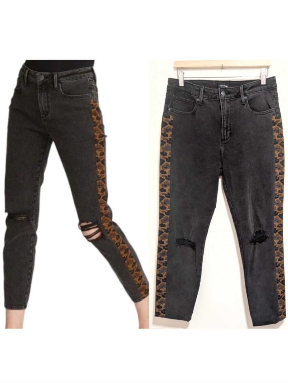Driftwood | Gizelle High Rise Leopard Stripe Skinny In Black